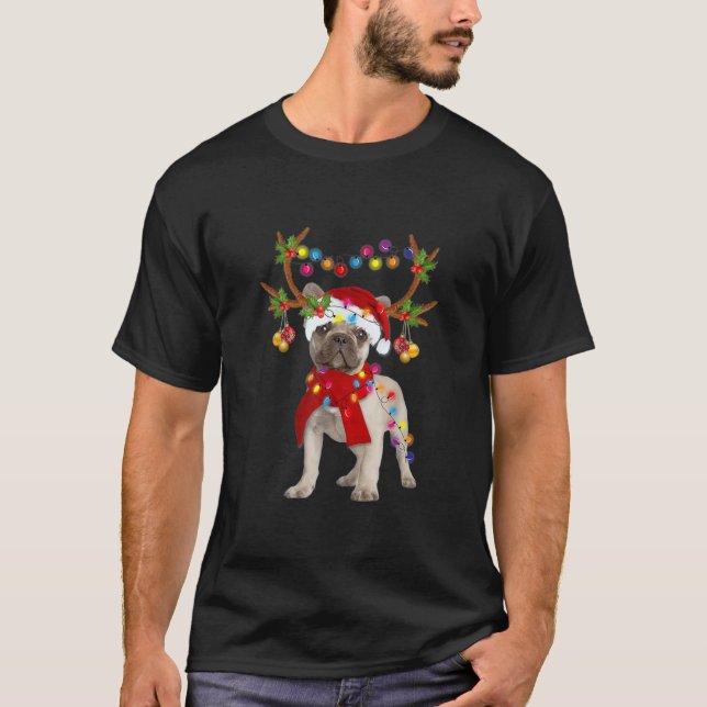 T-shirt Chien-taureau français Magnifique renne Arbre de N (Devant)