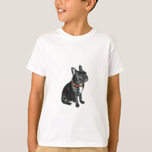 T-shirt Chien-taureau français - Noir avec col rouge