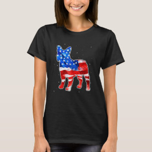 T-shirt Chien-taureau français Tie Dye Drapeau américain P