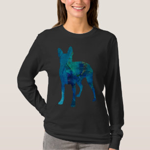 T-shirt Chien-taureau Peint Bleu Abstrait Vibrant Et C