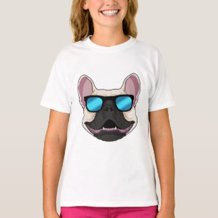 T-shirt Chien-taureaux français avec lunettes de soleil