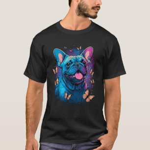 T-shirt Chien-taureaux français avec papillons