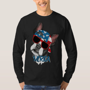 T-shirt Chien-taureaux français de l'Amérique Drapeau 4 ju