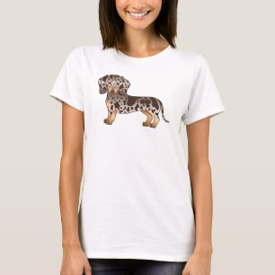 T-shirt Chien teckel à poil court chocolat et tan moucheté