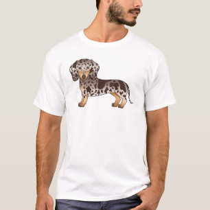 T-shirt Chien Teckel À Poil Lisse Chocolat Et Tacheté De T