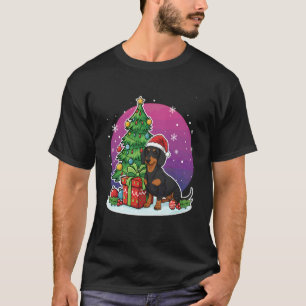 T-shirt Chien Teckel Chapeau de Père Noël Noël Amoureux de
