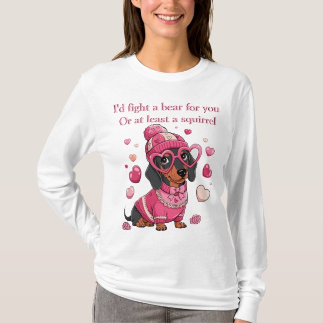 T-shirt Chien teckel de la Saint-Valentin  (Devant)