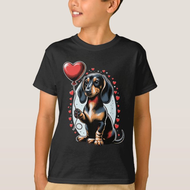 T-shirt Chien teckel Saint-Valentin propriétaire de chien  (Devant)