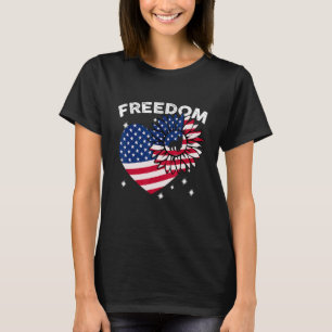 T-shirt Chien Terrier Australien Tournesol Cœur Drapeau Am