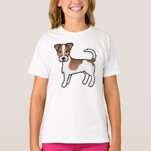 T-shirt Chien Terrier Jack Russell à poil dur blanc et fau