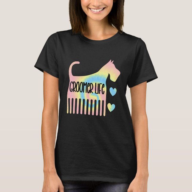T-shirt Chien toiletteur toiletteur marionnette peigne cis (Devant)