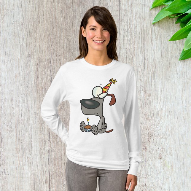 T-shirt Chien triste d'anniversaire dessin animé avec gâte (Créateur téléchargé)