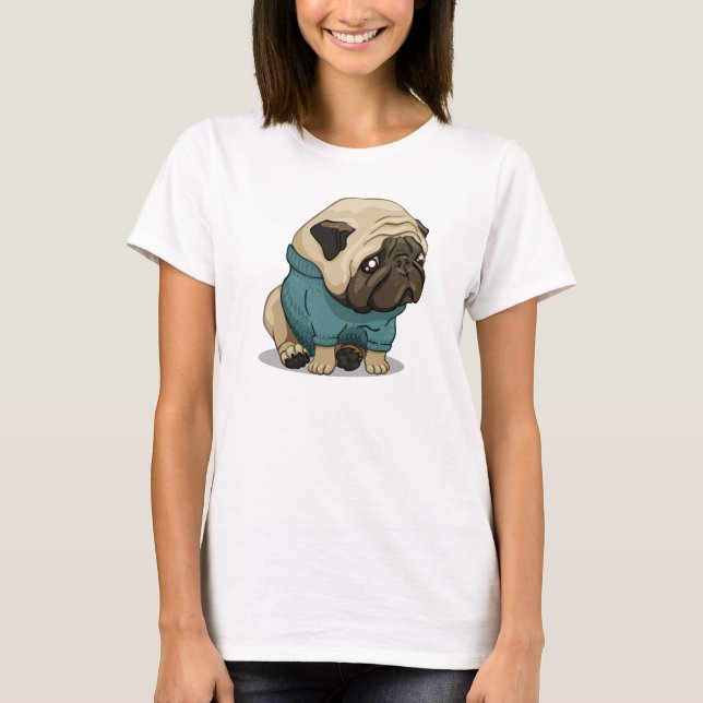 T-shirt Chien triste de carlin (Devant)