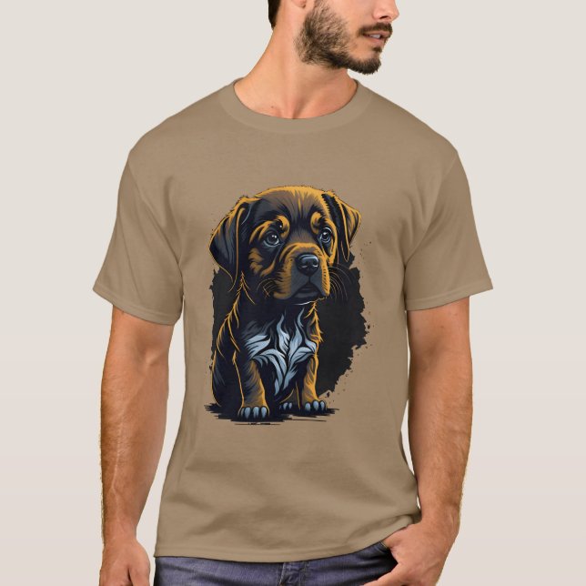 T-shirt chien triste garçon rétro (Devant)