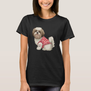T-shirt Chien Tzu mignon en tenue de Motif d'os adorable,