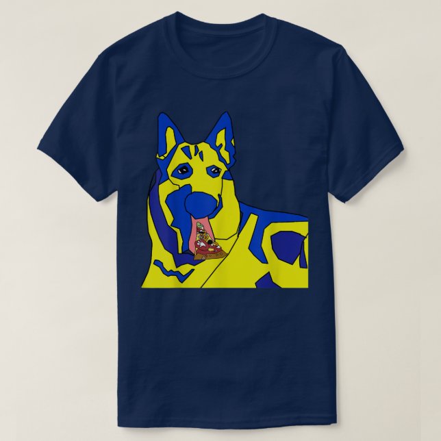 T-shirt Chien Ukrainien Mangeant Une Pizza  (Design devant)