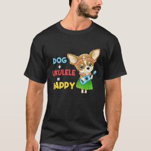 T-shirt Chien + Ukulele Happy Musician Ukulele Player