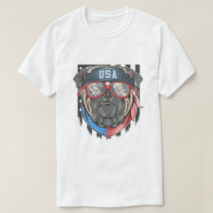 T-shirt Chien USA Drapeau Américain Patriotique Graphique 