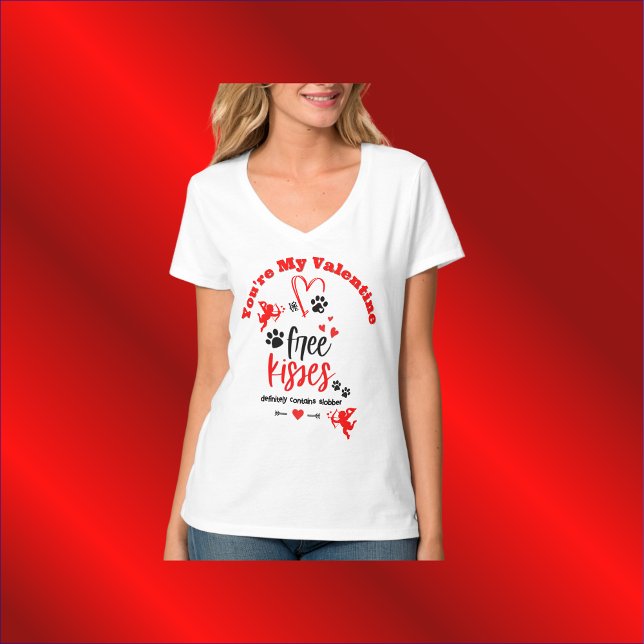 T-shirt Chien Valentine - Baisers Gratuits Contient Défini (Créateur téléchargé)