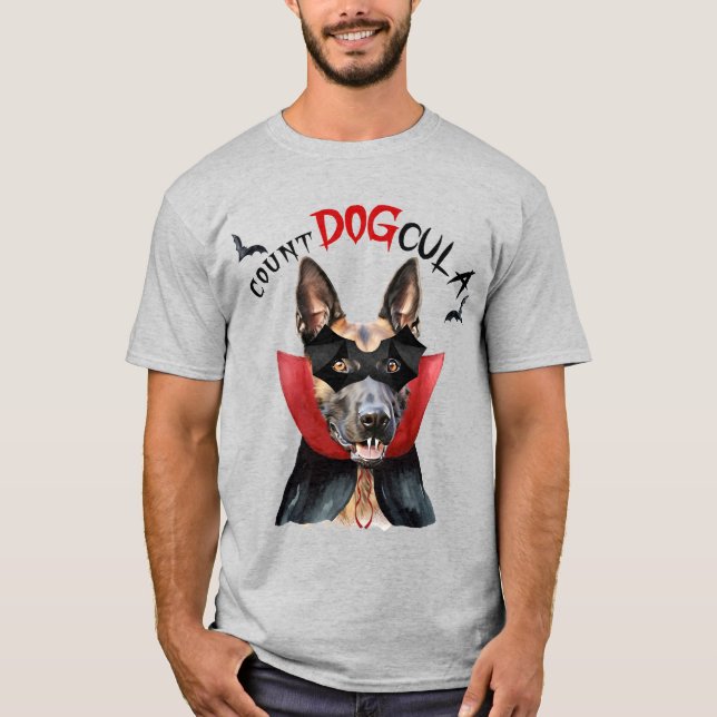 T-shirt Chien-vampire belge Malinois drôle Halloween (Devant)