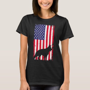 T-shirt Chien vintage Allemand Berger Drapeau Américain 4e