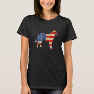 T-shirt Chien vintage Allemand Berger Drapeau Américain 4e
