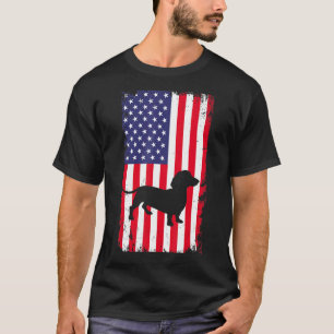 T-shirt Chien vintage Dachshund Drapeau américain Chien pa