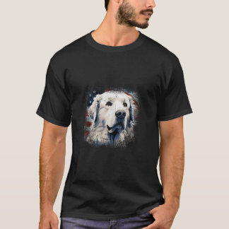 T-shirt Chien vintage des grandes Pyrénées Drapeau patriot
