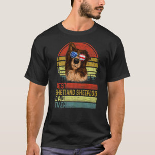 T-shirt Chien Vintage Meilleur Shetland Sheepdog Papa Jama