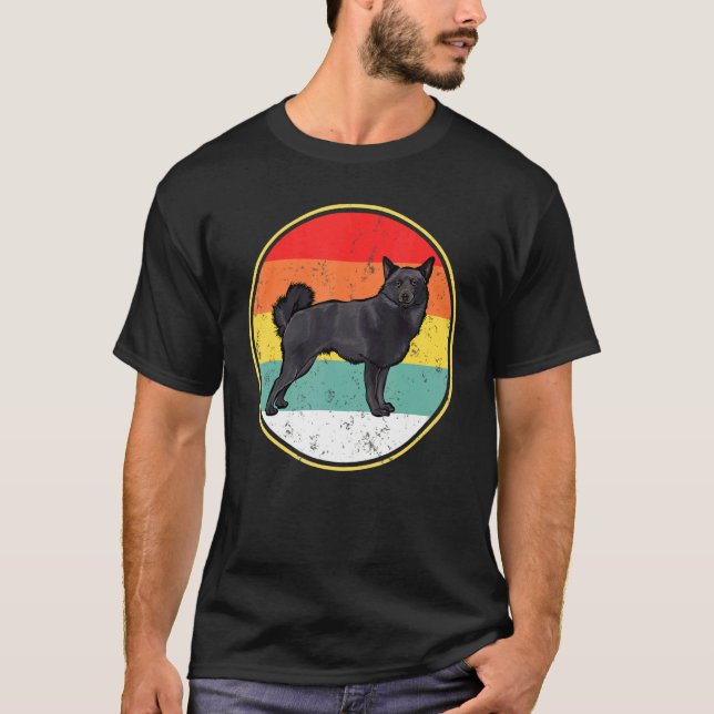 T-shirt Chien vintage Retro Sunset Schipperke (Devant)
