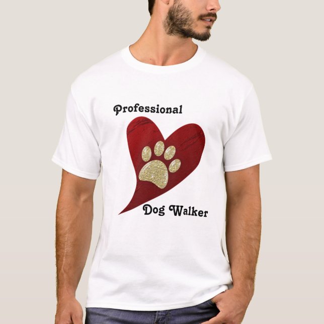 T-shirt Chien Walker professionnel Red Heart Gold Empreint (Devant)