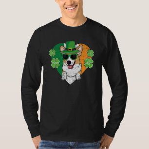 T-shirt Chien Welsh Corgi Chapeau de Leprechaun Drapeau Ir