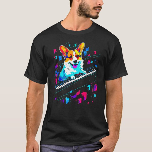 T-shirt Chien Welsh Corgi Piano (Devant)