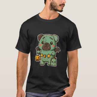 T-shirt Chien zombie avec des ailes et citrouille