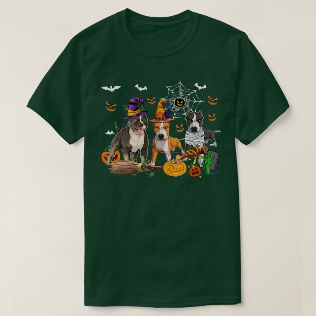 T-shirt Chiens à trois branches sorcière Halloween maman e (Design devant)