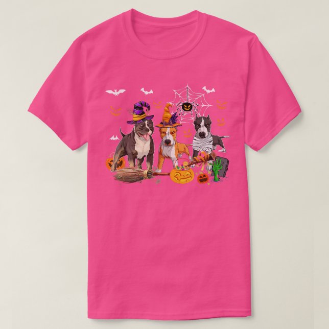 T-shirt Chiens à trois branches sorcière Halloween maman e (Design devant)