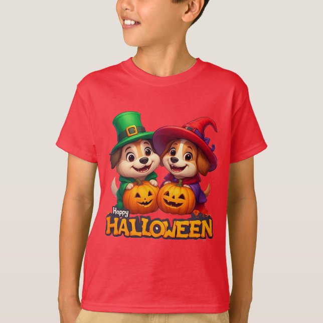 T-shirt Chiens adorables en costumes d'Halloween (Devant)