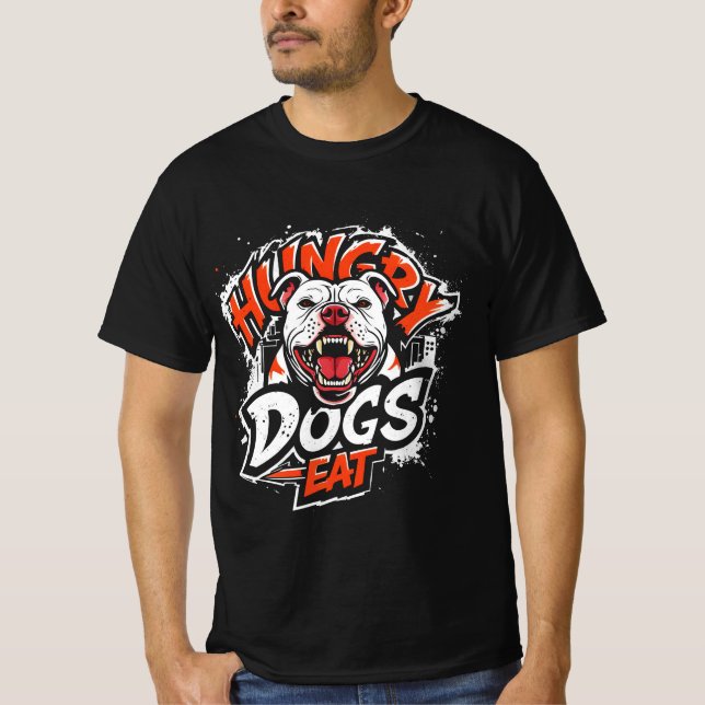 T-shirt Chiens affamés mangent (Devant)