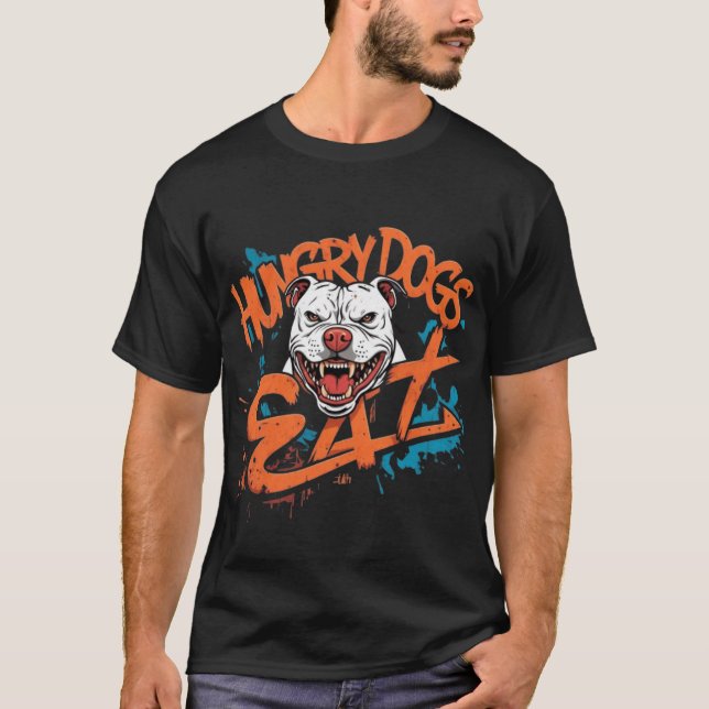 T-shirt Chiens affamés mangent (Devant)