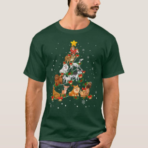 T-shirt Chiens amusants Noël Arbre Lumières Carlin alleman