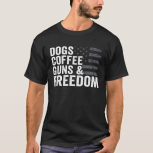 T-shirt Chiens Armes à café & Freedom Pro Guns USA Flag Gu
