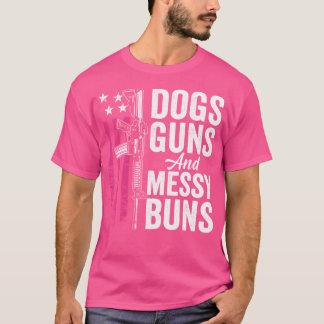 T-shirt Chiens Armes À Feu Et Chignons Décoiffés Wo Pistol