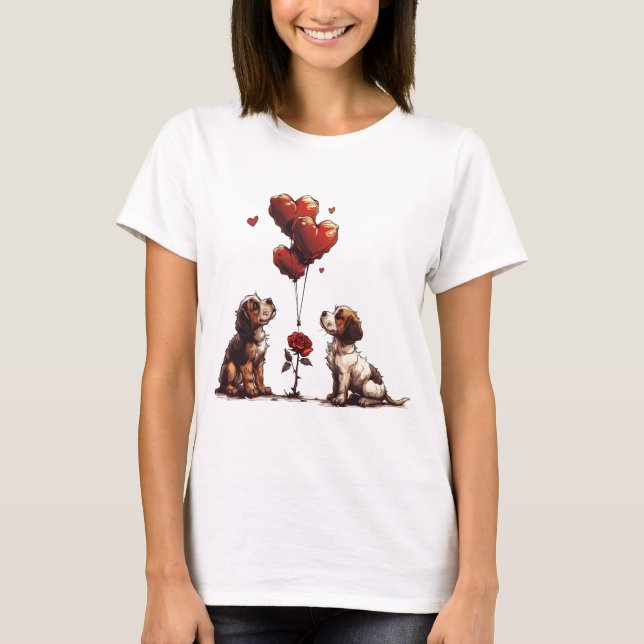 T-shirt Chiens Beagles de la Saint-Valentin (Devant)