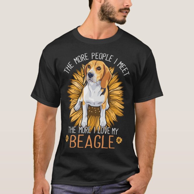 T-shirt Chiens beagles J'Aime Mon Beagle Fleur de soleil f (Devant)