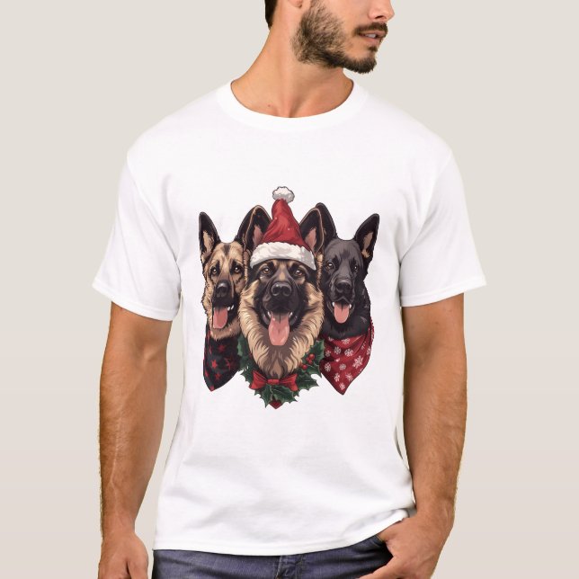 T-shirt Chiens bergers allemands de Noël (Devant)