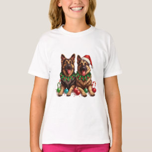 T-shirt Chiens bergers allemands de Noël