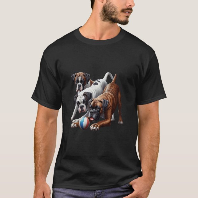 T-shirt Chiens Boxers à l'ouvrage (Devant)