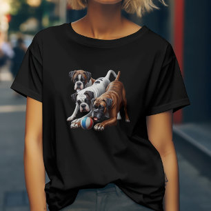 T-shirt Chiens Boxers joueurs et Balle