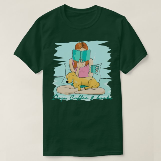 T-shirt Chiens Café et livres plus (Design devant)