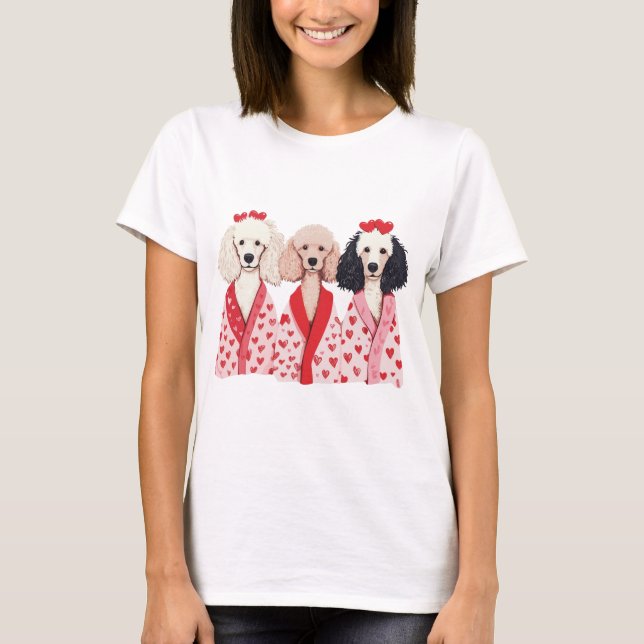 T-shirt Chiens Caniches Standards pour la Saint-Valentin (Devant)